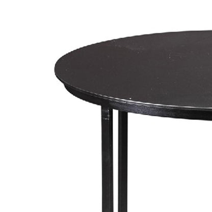 Benjara Round Metal Frame Side Table with Tubular Legs, Black