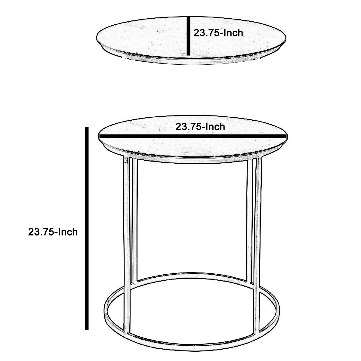 Benjara Round Metal Frame Side Table with Tubular Legs, Black
