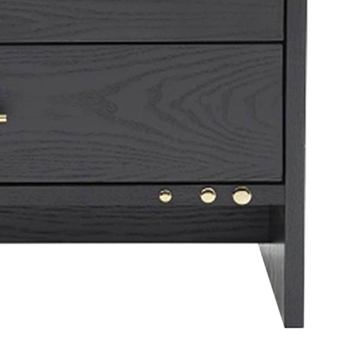 Benjara 2 Drawer Wooden Nightstand with Brass Handles And Accents, Gray