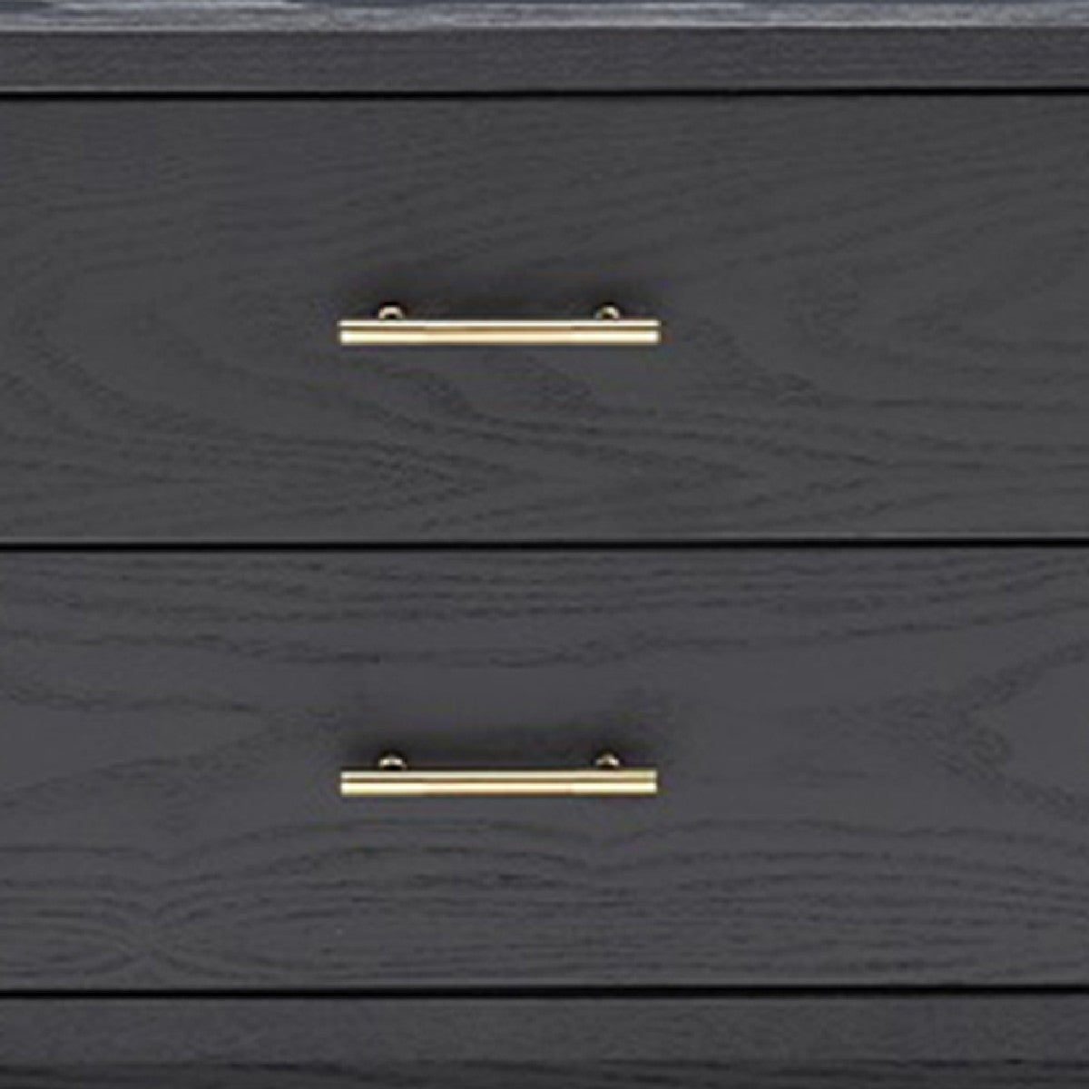 Benjara 2 Drawer Wooden Nightstand with Brass Handles And Accents, Gray