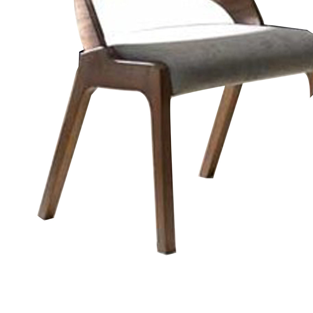 Benjara Wooden Dining Chair with Open Curved Back Design, Set of 2, Walnut Brown
