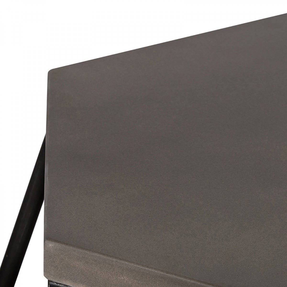 Benjara Hexagonal Concrete End Table with Metal Base, Gray And Black