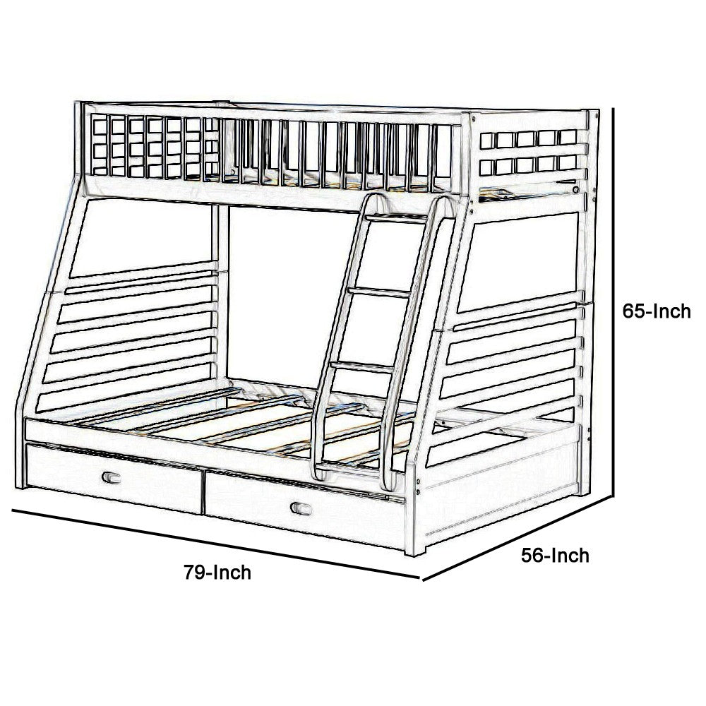 Benjara Transitional Twin Size Bunk Bed with Vertical Slats And Angled Ladder,Gray