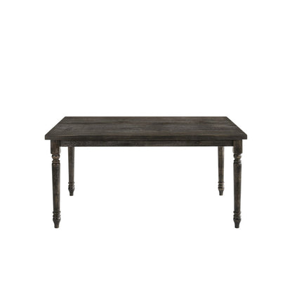 Benjara Rustic Style Wooden Dining Table with Rectangular Top And Turned Legs, Gray