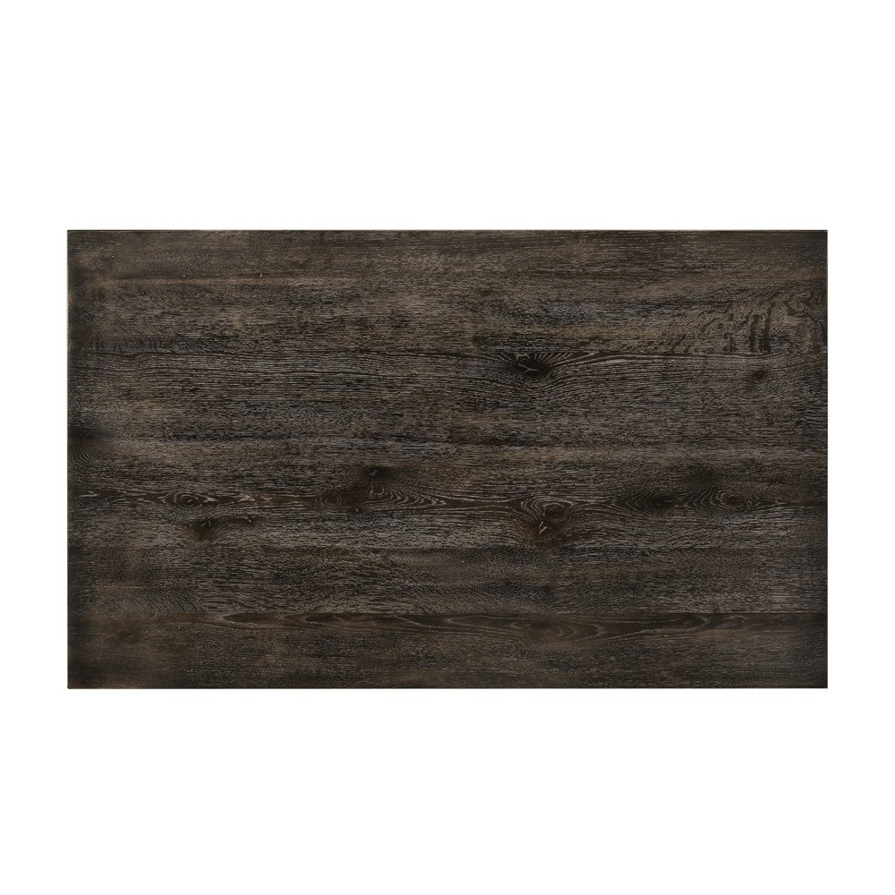 Benjara Rustic Style Wooden Dining Table with Rectangular Top And Turned Legs, Gray
