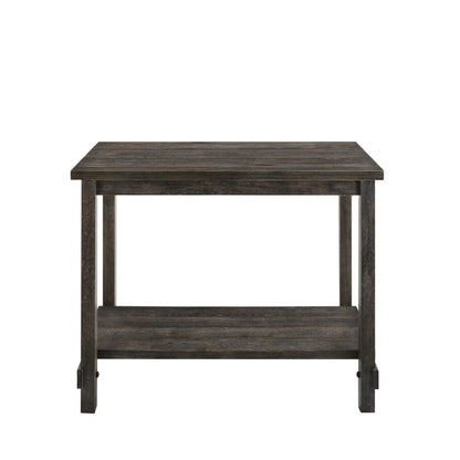 Benjara Counter Height Wooden Dining Table with Open Bottom Shelf, Gray