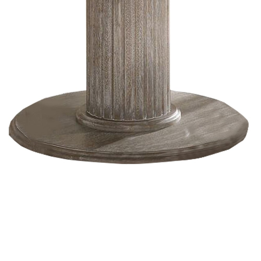 Benjara Round Dining Table with Fluted Column Pedestal Base, Gray