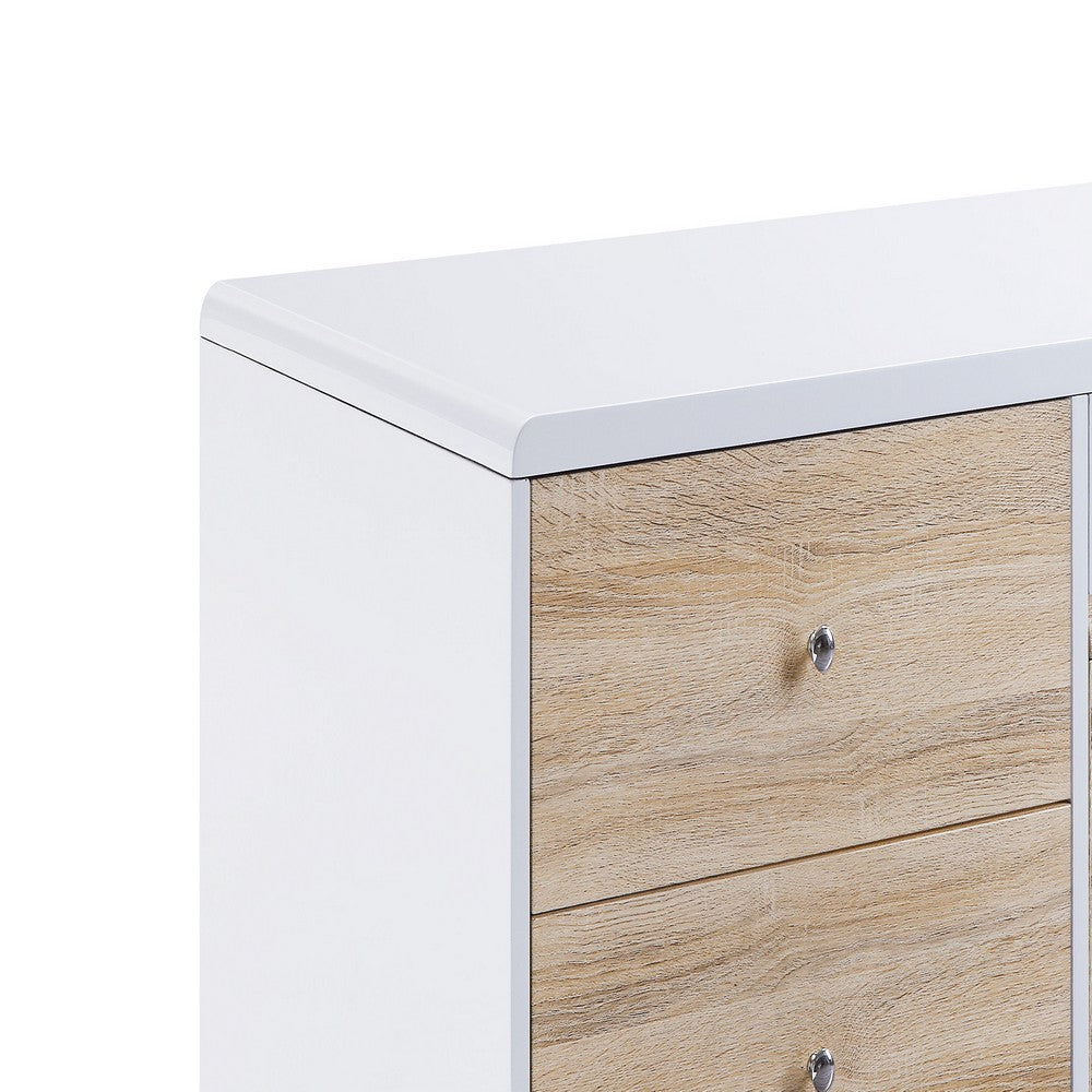 Benjara 2 Drawer Contemporary Coffee Table with Pull Out Table, White And Brown