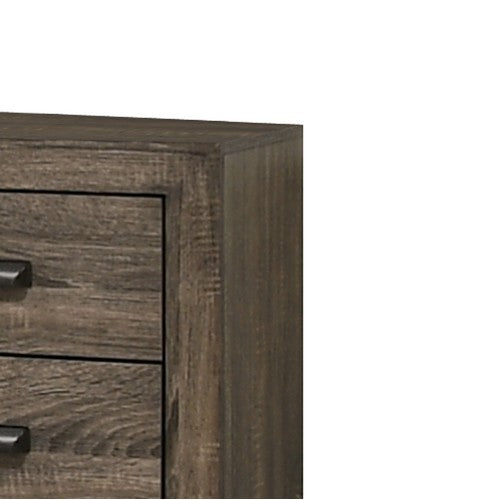 Benjara 2 Drawer Wooden Nightstand with Metal Handles And Bracket Legs, Brown