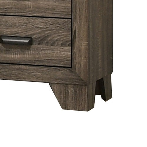 Benjara 2 Drawer Wooden Nightstand with Metal Handles And Bracket Legs, Brown