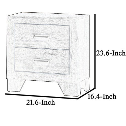 Benjara 2 Drawer Wooden Nightstand with Metal Handles And Bracket Legs, Brown