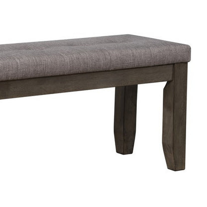 Benjara Rectangular Bench with Fabric Upholstered Seat, Gray