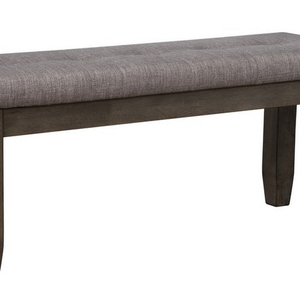 Benjara Rectangular Bench with Fabric Upholstered Seat, Gray