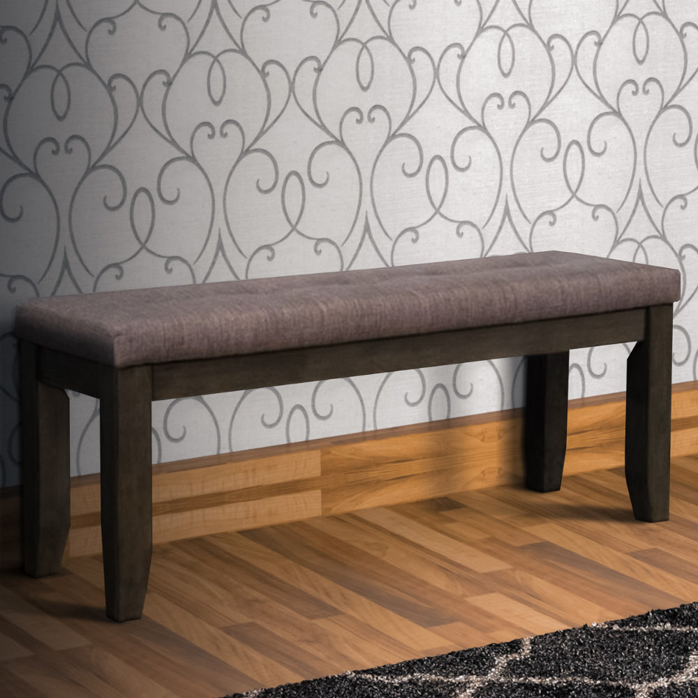 Benjara Rectangular Bench with Fabric Upholstered Seat, Gray