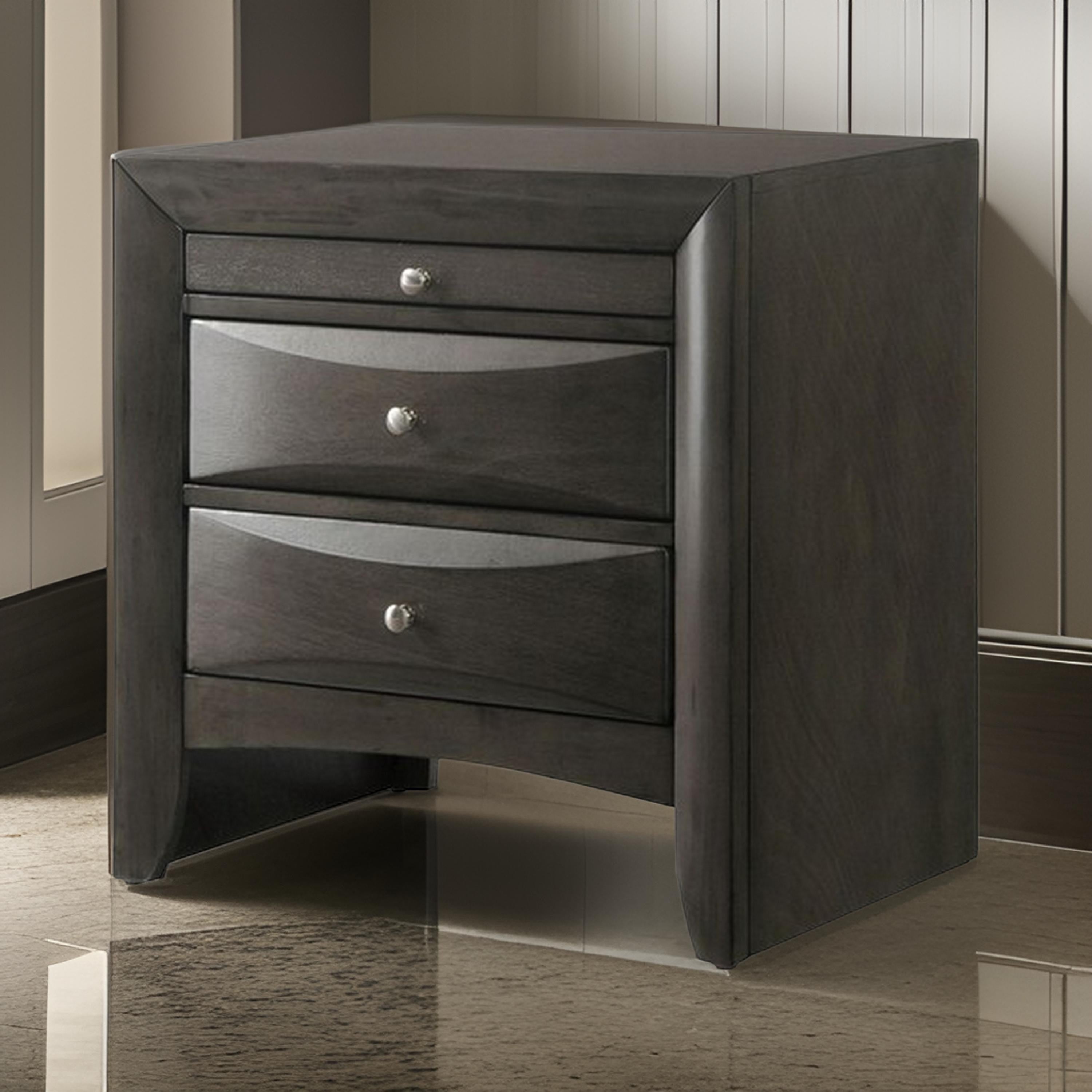 Benjara Wooden Nightstand with Two Drawers And Pull Out Tray, Brown