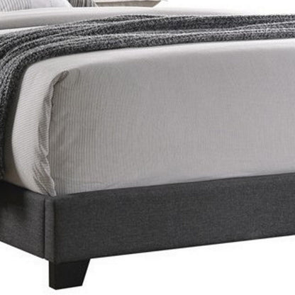Benjara Fabric Upholstered Wooden Demi Wing Full Bed with Camelback Headboard, Gray