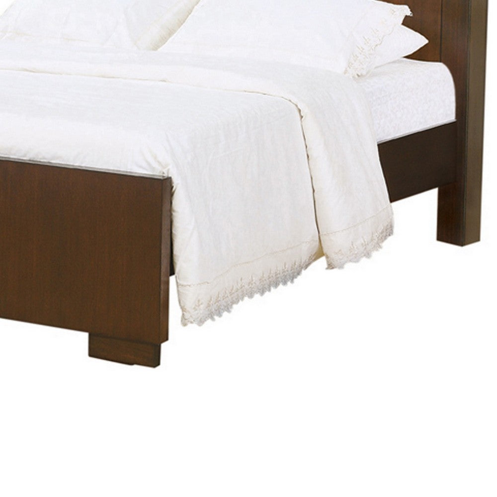 Benjara 3 Open Bookcase Eastern King Size Bed with Soft Light, Brown