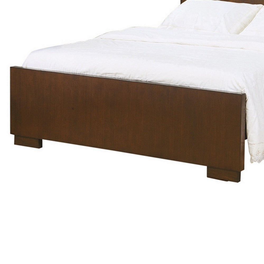 Benjara 3 Open Bookcase Eastern King Size Bed with Soft Light, Brown