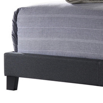 Benjara Full Size Bed with Square Button Tufted Headboard, Dark Gray