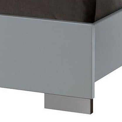 Benjara Wooden Eastern King Bed with Leatherette Headboard, White And Black