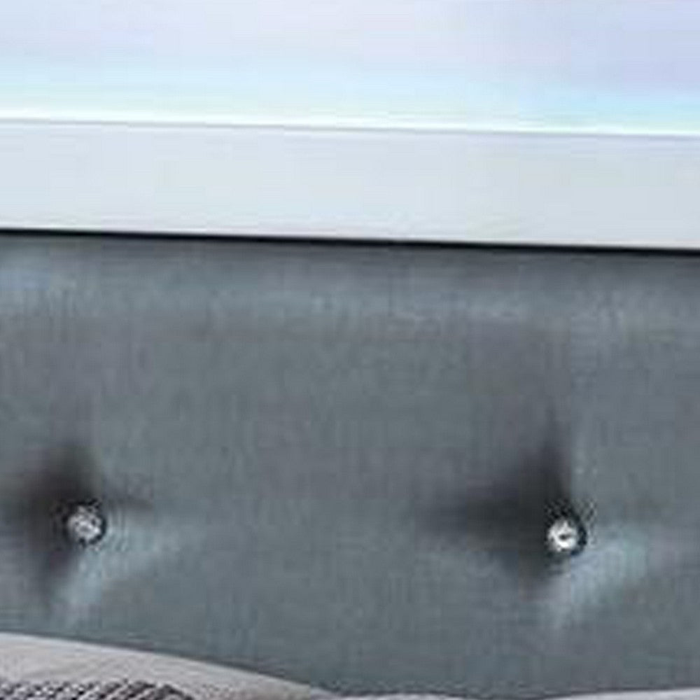 Benjara Wooden Eastern King Bed with Leatherette Headboard, White And Black