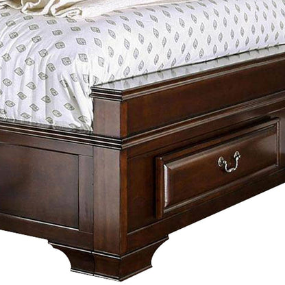 Benjara Transitional California King Wooden Bed with Multiple Bottom Drawers, Brown
