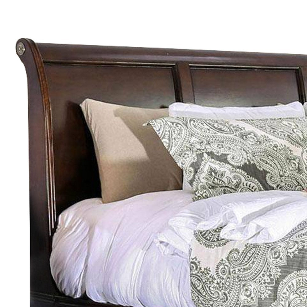 Benjara Transitional California King Wooden Bed with Multiple Bottom Drawers, Brown