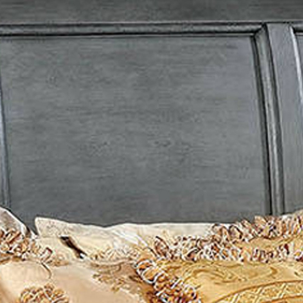 Benjara Transitional Eastern King Wooden Bed with Multiple Bottom Drawers, Gray