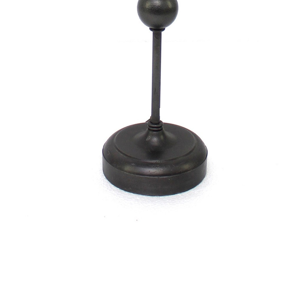 Benjara Metal Spindle Design Table Lamp Set of 2 with Cone Shade And Round Base, Black