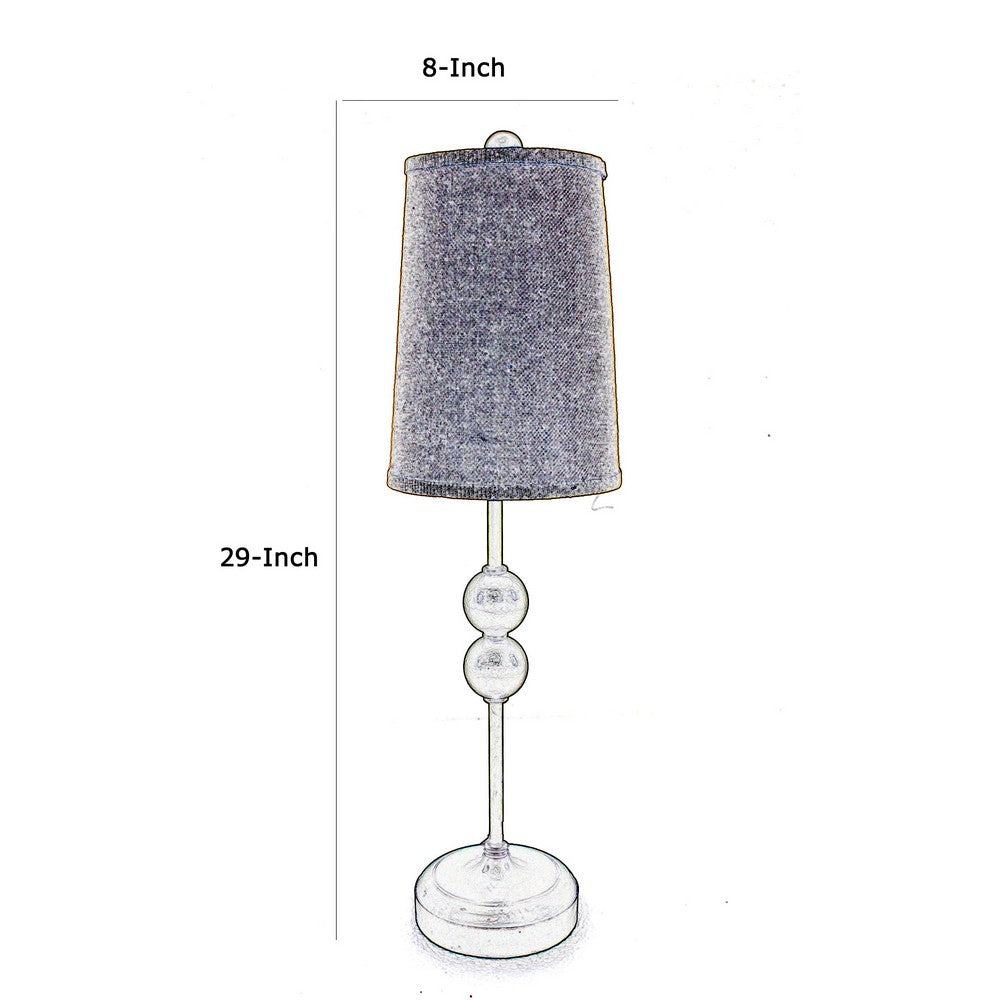 Benjara Metal Spindle Design Table Lamp Set of 2 with Cone Shade And Round Base, Black