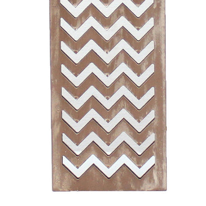 Benjara Table Lamp Set of 2 with Chevron Pattern And Mirror Inlay,Brown And Silver