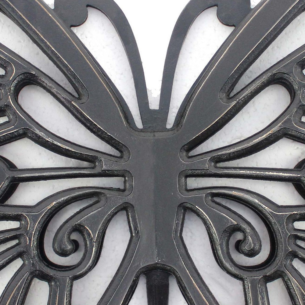 Benjara Set of 2 Wooden Butterfly Wall Plaque with Cutout Detail, Black
