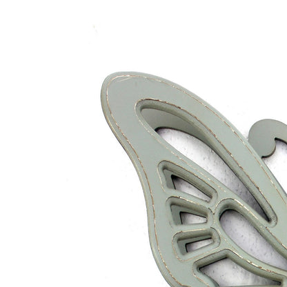 Benjara Set of 2 Wooden Butterfly Wall Plaque with Cutout Detail, Light Gray