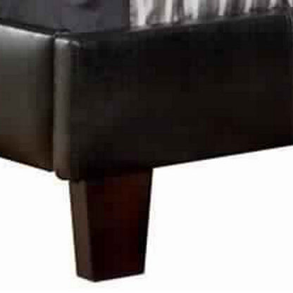 Benjara Platform Style Leatherette California King Bed with Tapered Feet , Brown