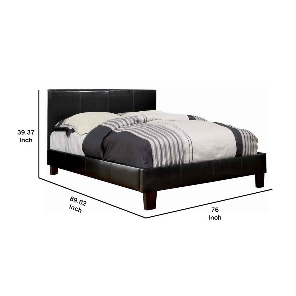 Benjara Platform Style Leatherette California King Bed with Tapered Feet , Brown