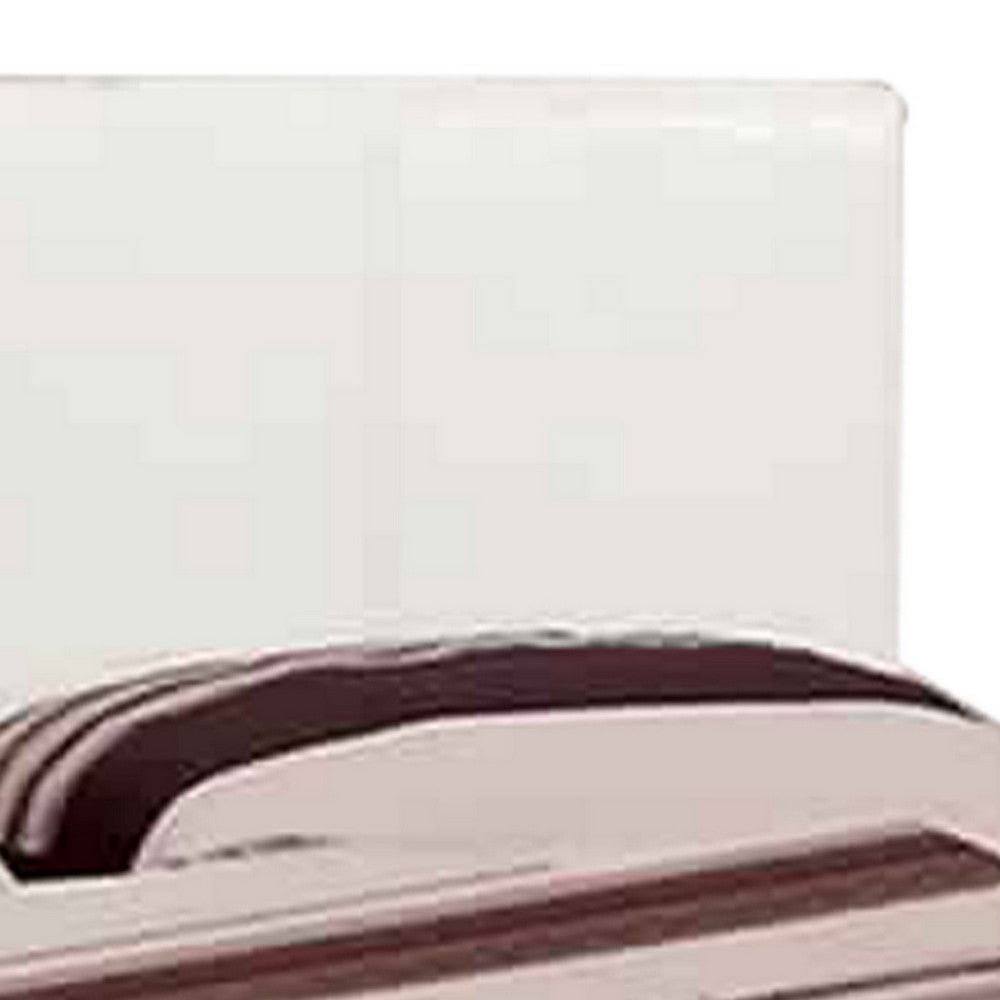 Benjara Leatherette Platform Style Queen Size Bed with Tapered Block Feet, White