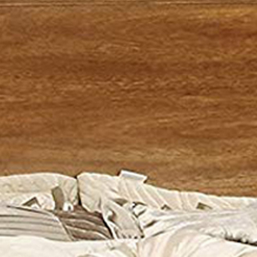 Benjara Wooden California King Size Bed with Panel Headboard, Oak Brown