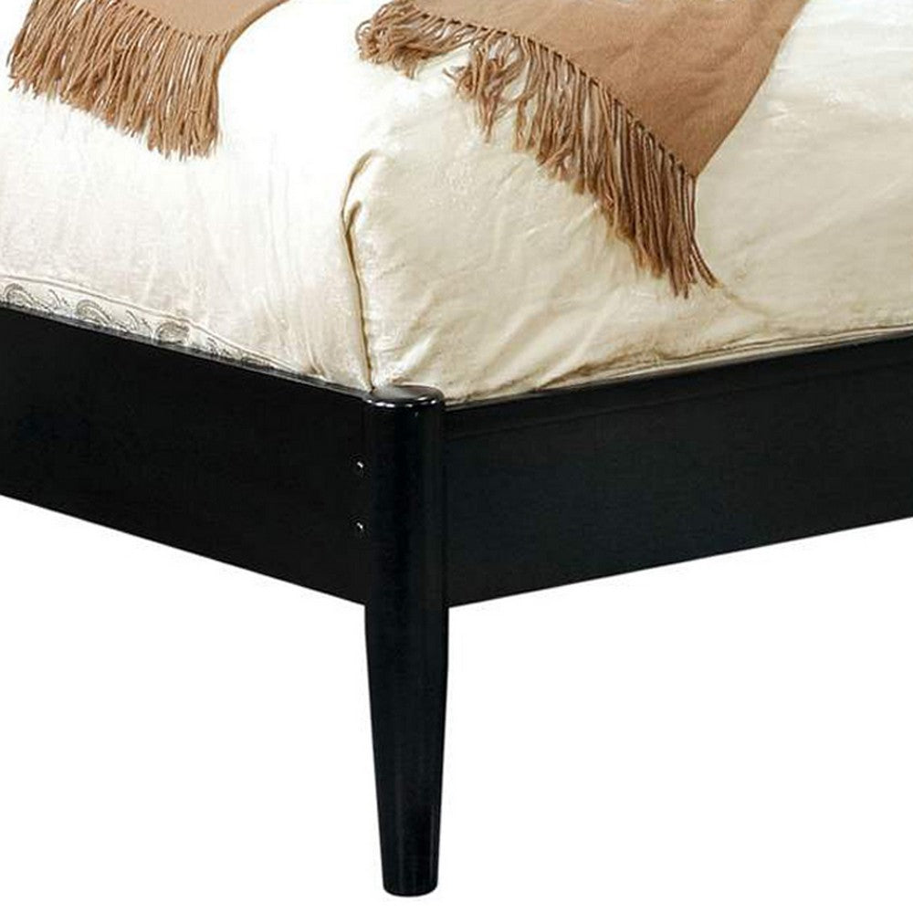 Benjara Wooden California King Size Bed with Panel Headboard, Black