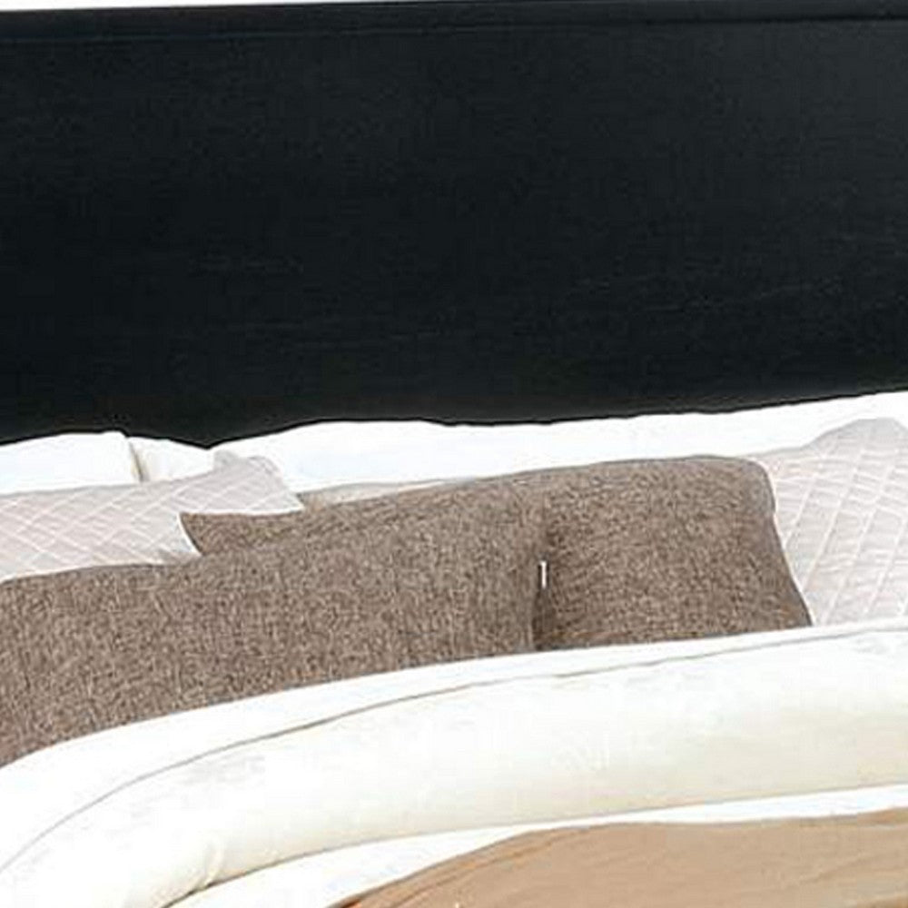 Benjara Wooden California King Size Bed with Panel Headboard, Black