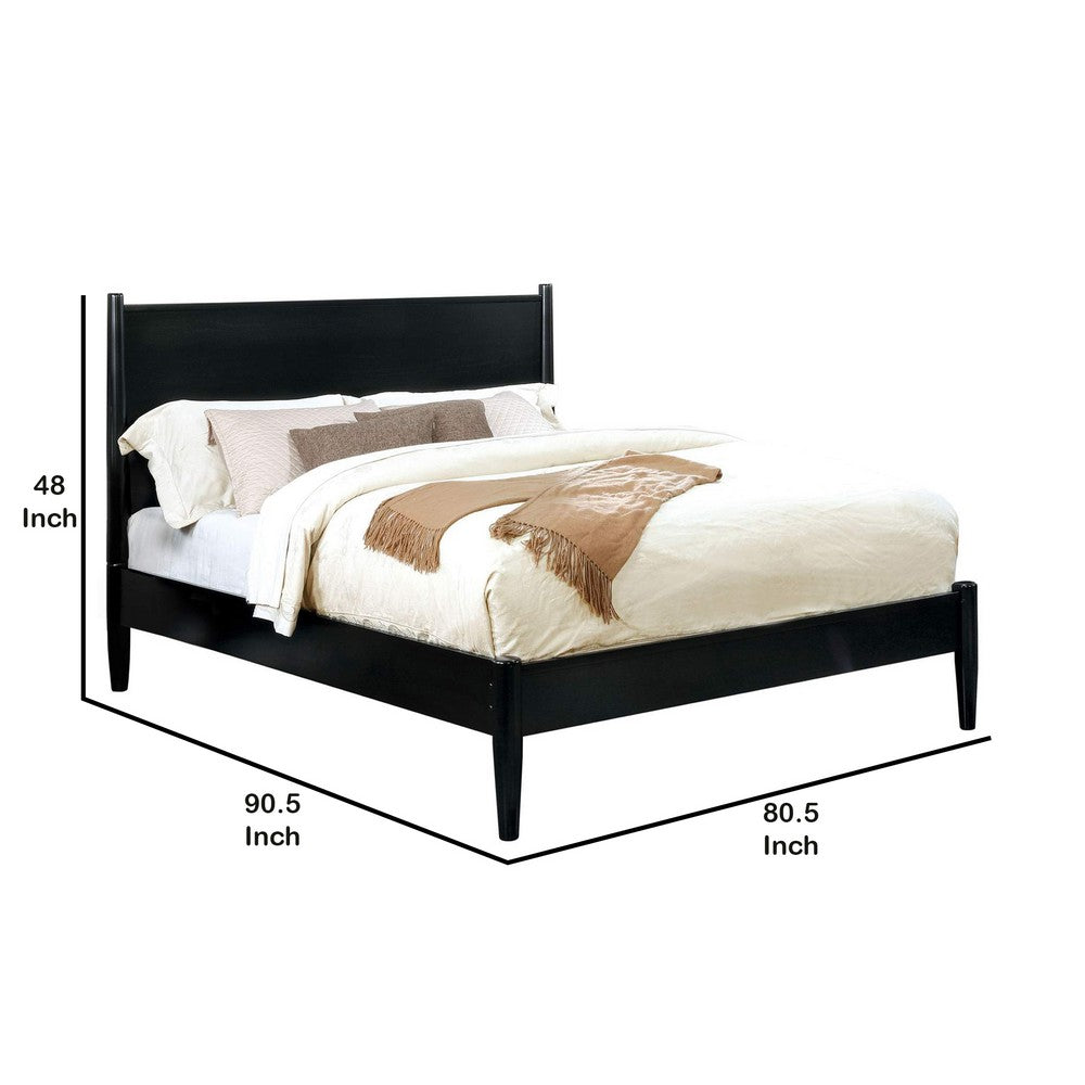 Benjara Wooden California King Size Bed with Panel Headboard, Black