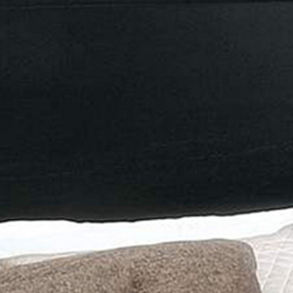 Benjara Wooden Eastern King Size Bed with Panel Headboard, Black
