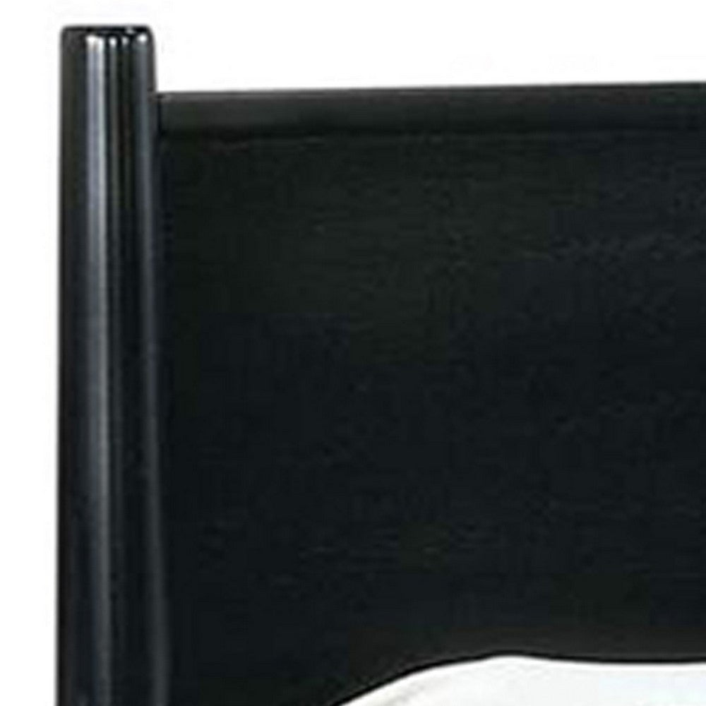 Benjara Wooden Eastern King Size Bed with Panel Headboard, Black