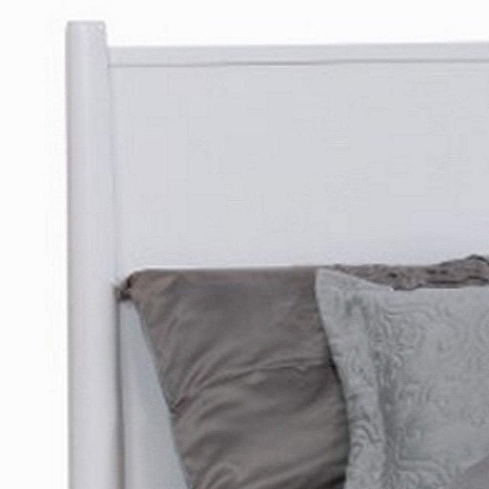 Benjara Wooden California King Size Bed with Panel Headboard, White