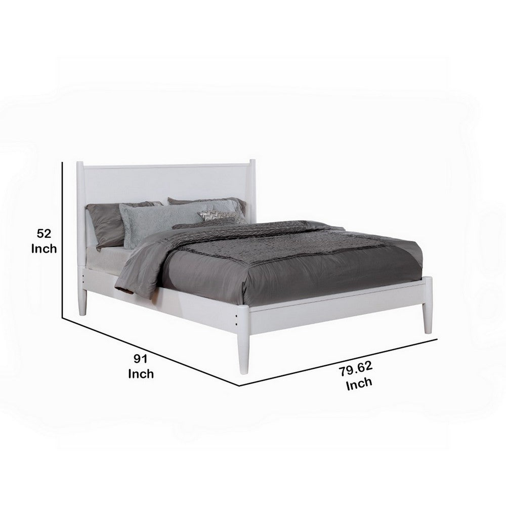 Benjara Wooden California King Size Bed with Panel Headboard, White