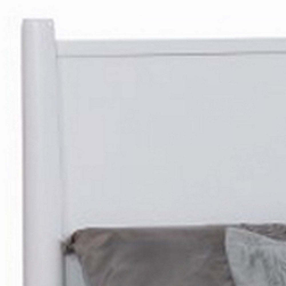 Benjara Wooden Eastern King Size Bed with Panel Headboard, White