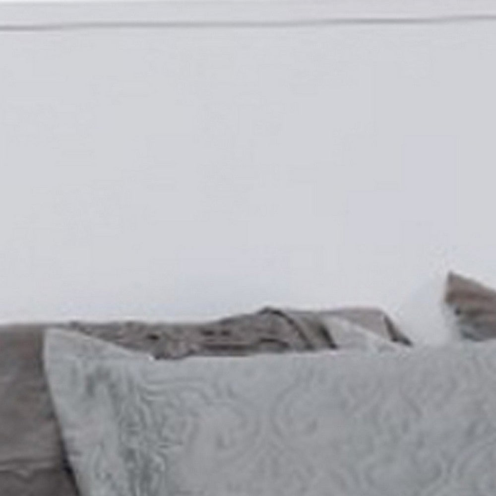 Benjara Wooden Eastern King Size Bed with Panel Headboard, White