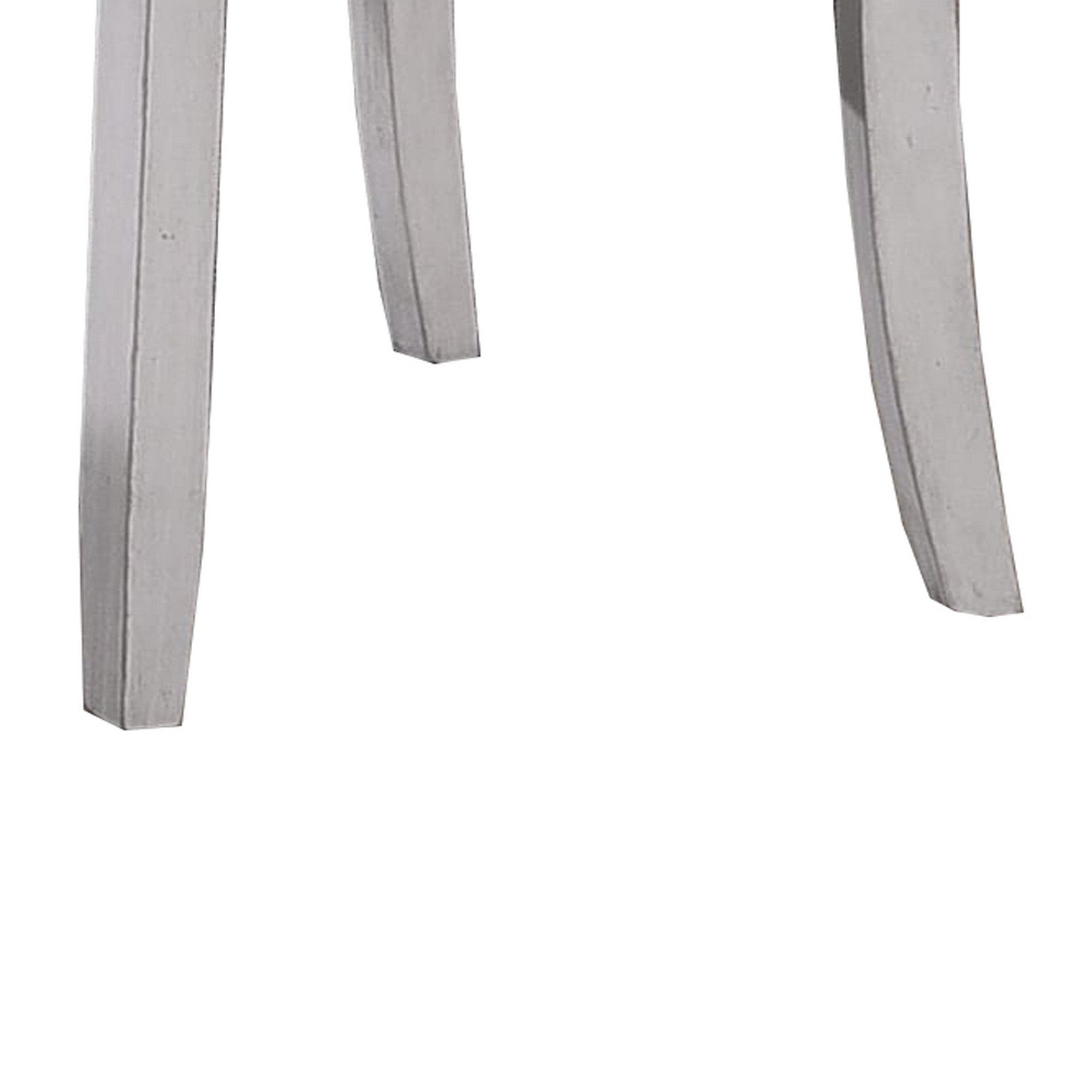 Benjara Wooden Side Chair with Fabric Upholstered Seat, Set of 2, White And Gray