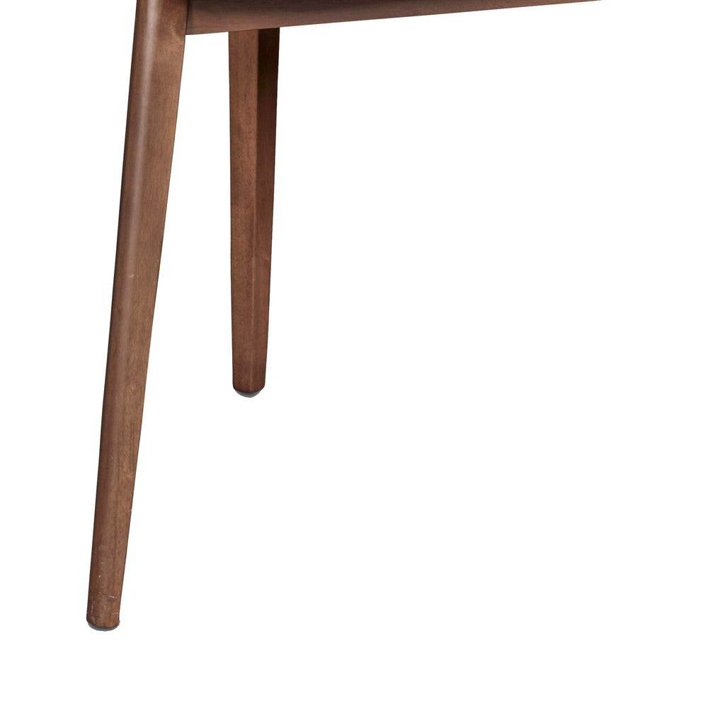 Benjara Mid Century Triangular Corner Table with Grain Details, Walnut Brown