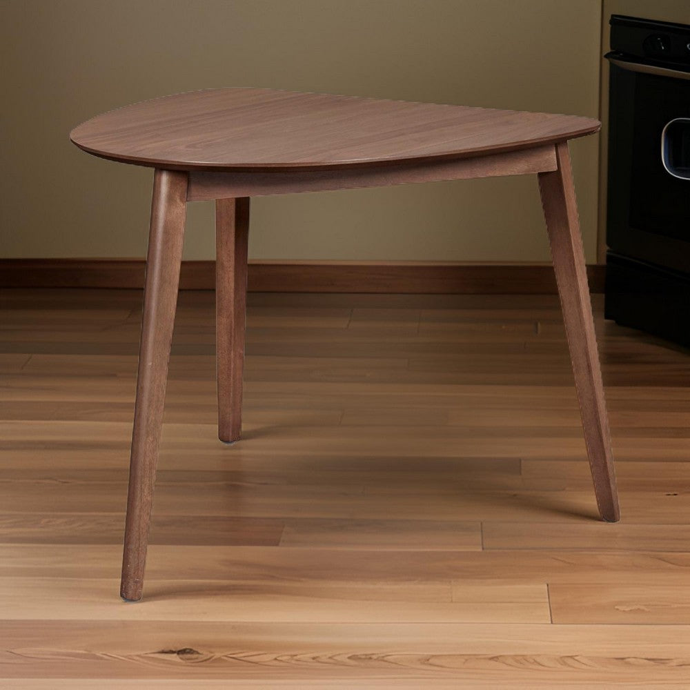Benjara Mid Century Triangular Corner Table with Grain Details, Walnut Brown