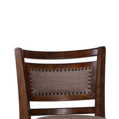 Benjara Curved Swivel Counter Chair, Fabric Padded Seating, Brown